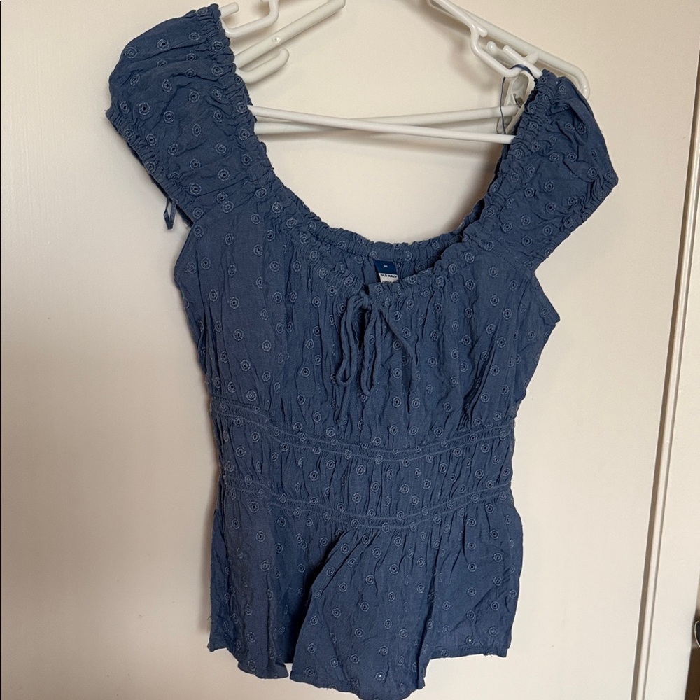 Old Navy Blue Textured Blouse